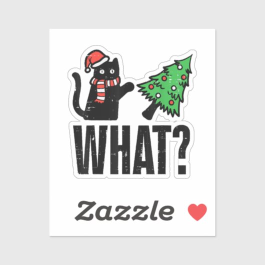 Weihnachtskatze Tipping Xmas Tree Funny Aufkleber (Blatt)