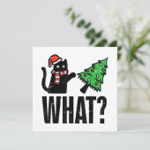 Weihnachtskatze Tipping Xmas Tree Funny Einladung (Stehend Vorderseite)