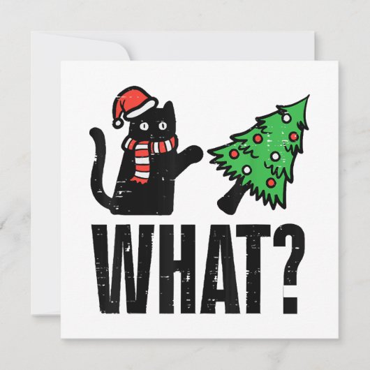 Weihnachtskatze Tipping Xmas Tree Funny Einladung (Vorderseite)