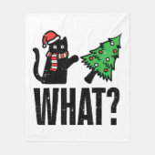 Weihnachtskatze Tipping Xmas Tree Funny Fleecedecke (Vorderseite)
