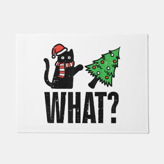 Weihnachtskatze Tipping Xmas Tree Funny Fußmatte (Vorderseite)