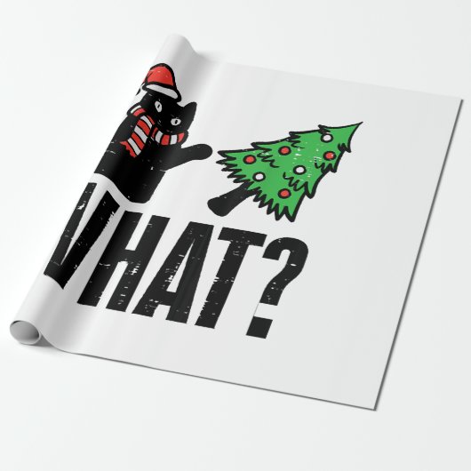 Weihnachtskatze Tipping Xmas Tree Funny Geschenkpapier (Ungerollt)