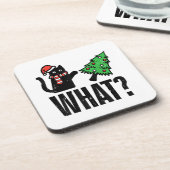 Weihnachtskatze Tipping Xmas Tree Funny Getränkeuntersetzer (Linke Seite)