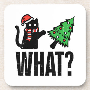 Weihnachtskatze Tipping Xmas Tree Funny Getränkeuntersetzer