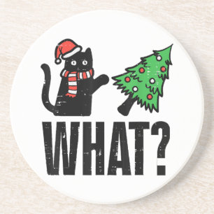 Weihnachtskatze Tipping Xmas Tree Funny Getränkeuntersetzer