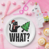 Weihnachtskatze Tipping Xmas Tree Funny Pappteller (Party)