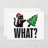 Weihnachtskatze Tipping Xmas Tree Funny Postkarte (Vorne/Hinten)