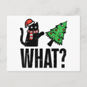 Weihnachtskatze Tipping Xmas Tree Funny Postkarte (Vorderseite)