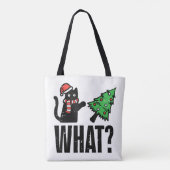 Weihnachtskatze Tipping Xmas Tree Funny Tasche (Rückseite)