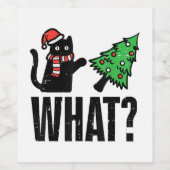 Weihnachtskatze Tipping Xmas Tree Funny Weinetikett (Einzelnes Label)