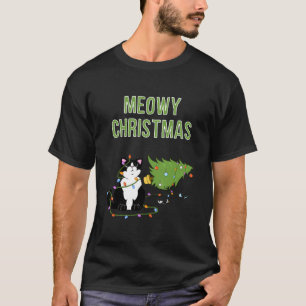 Weihnachtskatze Tuxedo Cat xmas Baum lustige Kitte T-Shirt