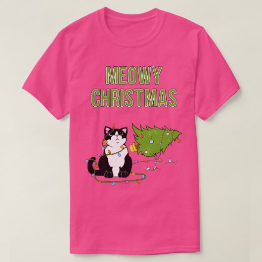 Weihnachtskatze Tuxedo Cat xmas Baum lustige kitty T-Shirt (Design vorne)
