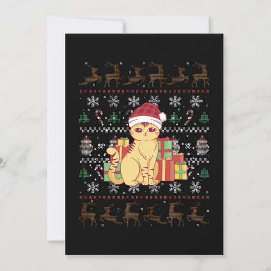 Weihnachtskatze Ugly Weihnachtsgeschenk Einladung (Vorderseite)
