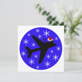 Weihnachtskatze und Flugzeug-Flat-Grußkarte Karte (Stehend Vorderseite)