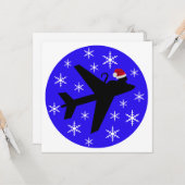 Weihnachtskatze und Flugzeug-Flat-Grußkarte Karte (Vorderseite/Rückseite Beispiel)
