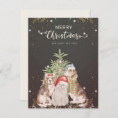 Weihnachtskatze und Hunde Niedliche Weihnachtskart (Vorne/Hinten)