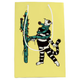 Weihnachtskatze und Kaktus komische WeihnachtsWeih Mittlere Geschenktüte