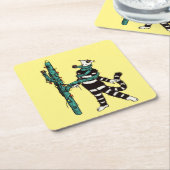 Weihnachtskatze und Kaktus komische WeihnachtsWeih Rechteckiger Pappuntersetzer (angewinkelt)