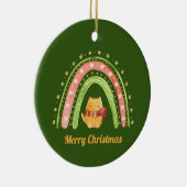 Weihnachtskatze und Regenbogen Personalisierte Orn Keramik Ornament (Rechts)
