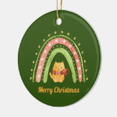Weihnachtskatze und Regenbogen Personalisierte Orn Keramik Ornament (Links)