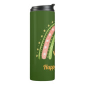 Weihnachtskatze und Regenbogen Personalisierten Tu Thermosbecher (Nach links gedreht)