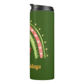 Weihnachtskatze und Regenbogen Personalisierten Tu Thermosbecher (Nach rechts gedreht)