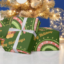 Weihnachtskatze und Regenbogenpapier