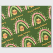 Weihnachtskatze und Regenbogenpapier Geschenkpapier (Flach)