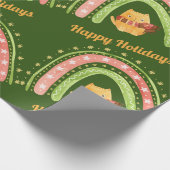 Weihnachtskatze und Regenbogenpapier Geschenkpapier (Ecke)
