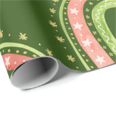 Weihnachtskatze und Regenbogenpapier Geschenkpapier (Rolleneckpunkt)