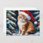 Weihnachtskatze und Weihnachtsbaum Feiertagspostkarte (Vorne/Hinten)