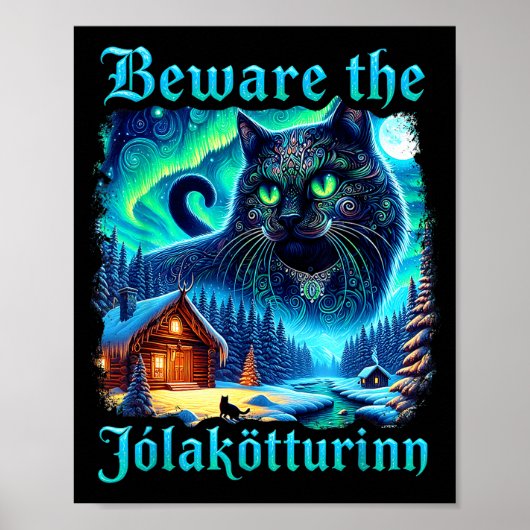 Weihnachtskatze Vintage Achtung Jolakotturinn Islä Poster (Vorne)