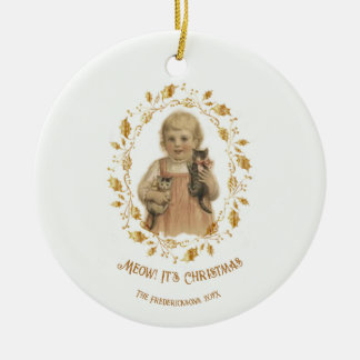 Weihnachtskatze Vintage Keramik Ornament
