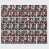 Weihnachtskatze vor der Tür Geschenkpapier (Flach)