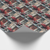 Weihnachtskatze vor der Tür Geschenkpapier (Ecke)