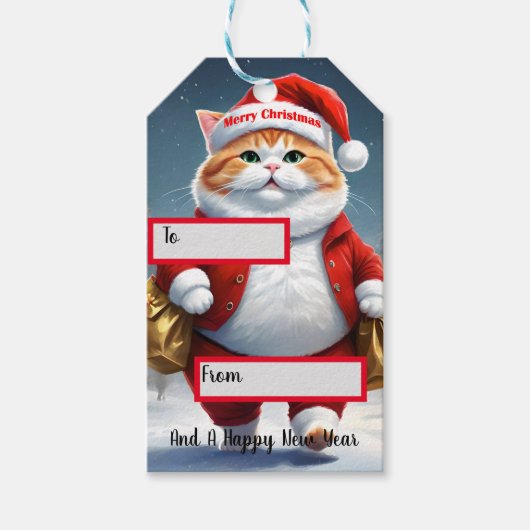 Weihnachtskatze Weihnachten, Weihnachten Geschenkanhänger (Vorderseite)