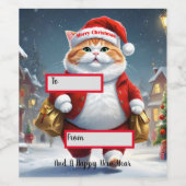 Weihnachtskatze Weihnachten, Weihnachten Weinetikett (Einzelnes Label)