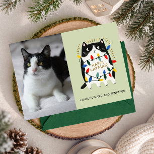 Weihnachtskatze Weihnachtsbeleuchtung Individuelle Karte