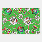 Weihnachtskatze - Weihnachtsmannmütze Katze Geschenkpapier Set (Vorderseite 2)