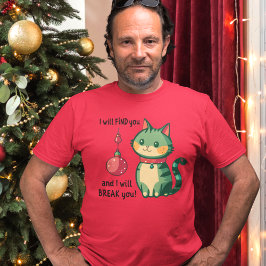 Weihnachtskatze Zerstörer von Baum-Ornamenten T-Shirt