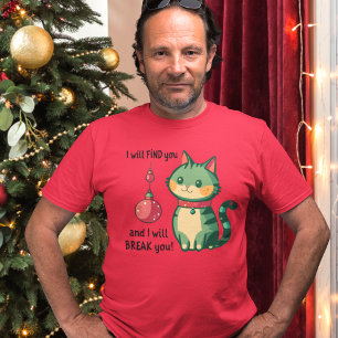 Weihnachtskatze Zerstörer von Baum-Ornamenten T-Shirt