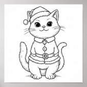 Weihnachtskatze zum Färben Poster (Vorne)