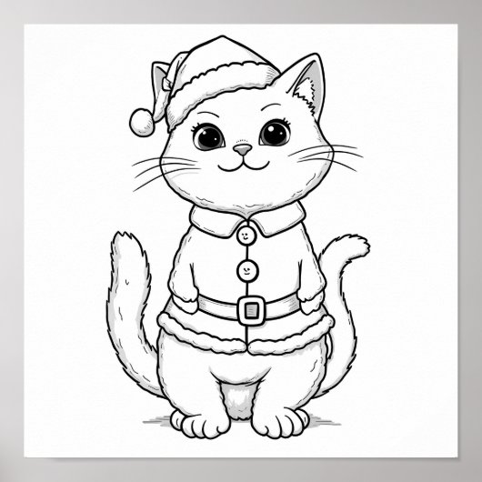 Weihnachtskatze zum Färben Poster (Vorne)