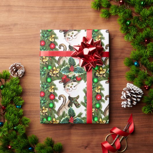 Weihnachtskatze zum Feiern Geschenkpapier (Feiertagsgeschenk)