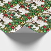 Weihnachtskatze zum Feiern Geschenkpapier (Ecke)