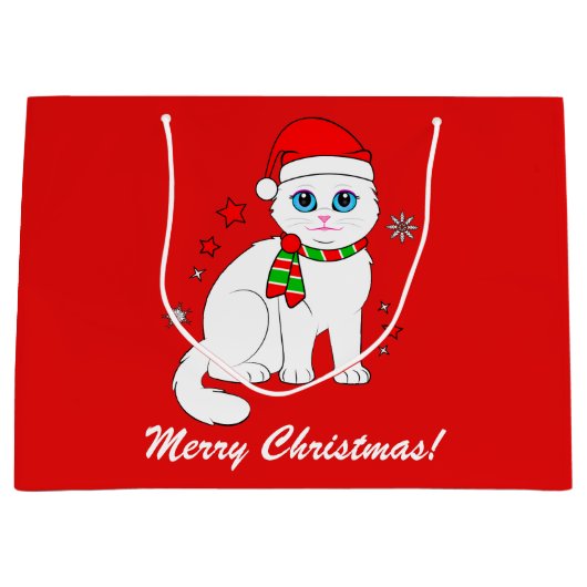 Weihnachtskatze zur Weihnachtszeit Große Geschenktüte (Vorderseite)