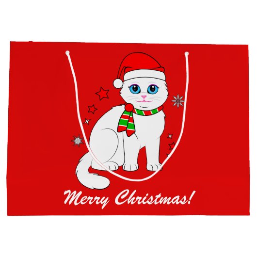 Weihnachtskatze zur Weihnachtszeit Große Geschenktüte (Rückseite)