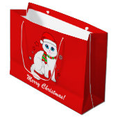 Weihnachtskatze zur Weihnachtszeit Große Geschenktüte (Vorderseite Schrägansicht)