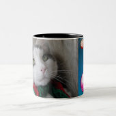 Weihnachtskatze Zweifarbige Tasse (Mittel)