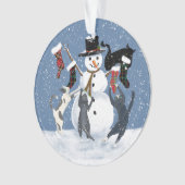 Weihnachtskatzen 2und Schneemann 2 Seite Ornament (Vorderseite)